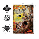 Squirrel Fun & Games Suede Flag House