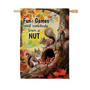 Squirrel Fun & Games Suede Flag House