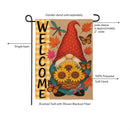 Welcome Sunflower Gnome Suede Flag Garden