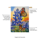 Bluebonnet & Butterfly Suede House Flag