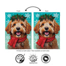 Happy Winter Goldendoodle Suede Flag Garden