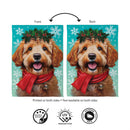 Happy Winter Goldendoodle Suede Flag House