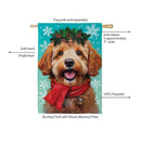 Happy Winter Goldendoodle Suede Flag House