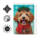 Happy Winter Goldendoodle Suede Flag House
