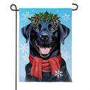 Happy Winter BlackLab Suede Flag Garden