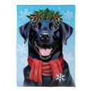 Happy Winter BlackLab Suede Flag House
