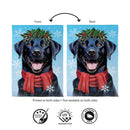 Happy Winter BlackLab Suede Flag House