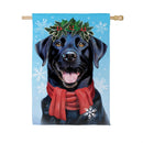 Happy Winter BlackLab Suede Flag House