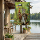 Wildlife Greeting Suede Flag House
