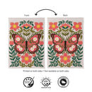 Floral Patterned Butterfly Suede Flag House