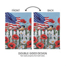 Patriotic Poppies & Bird Suede Garden Flag