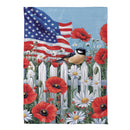 Patriotic Poppies & Bird Suede Garden Flag