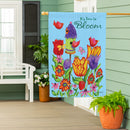 It's Time To Bloom Suede House Flag