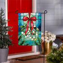 Stained Glass Mistletoe Suede Flag Garden