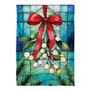 Stained Glass Mistletoe Suede Flag Garden