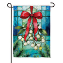 Stained Glass Mistletoe Suede Flag Garden