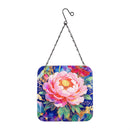 Cottage Garden Suncatcher Square Glass, 8", Asst of 4
