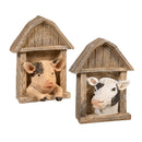 Petal & Plow Table Decor Resin Farm Animal in Barn, 4"H, Asst of 2, CDU