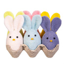 Hop Into Spring Table Decor, Flocked Bunnies in Egg Carton, 5"H