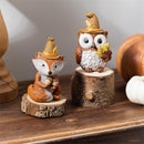 Harvest Blossom Table Decor Resin Fox/Owl, Asst of 2, 5"H