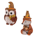 Harvest Blossom Table Decor Resin Fox/Owl, Asst of 2, 5"H