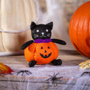 Haunted House Table Decor Fabric Cat in Jack-O-Lantern, 6.5"H