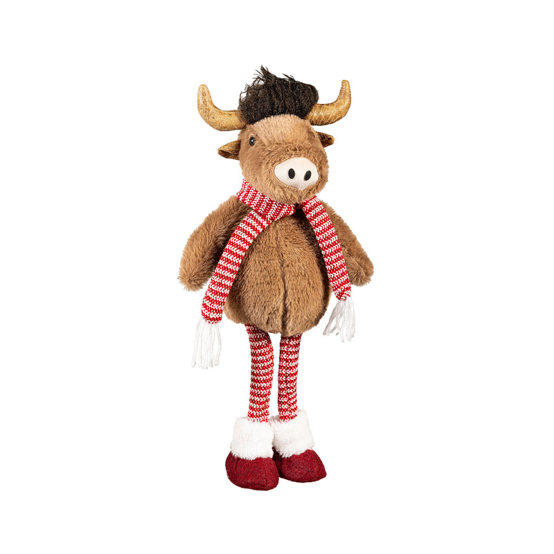 Holiday Poinsettia Table Decor Fabric Highland Cow, 18.75"