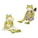 Cottage Garden Table Decor, Fabric Frog with Dangling Legs, Asst of 2, 22.8"H