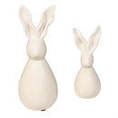 Hop Into Spring Table Decor Ceramic Bunny with Wavy Ears, Set of 2