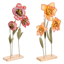 Hop Into Spring Table Decor, Paper Artificial Flowers on Wood Base, 20"H, Asst of 2
