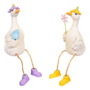 Hop Into Spring Table Decor, Resin Goose with Dangling Legs, 6.75"H, Asst of 2