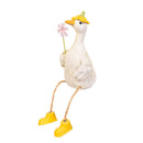 Hop Into Spring Table Decor, Resin Goose with Dangling Legs, 6.75"H, Asst of 2