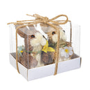 Hop Into Spring Table Decor Natural Fiber Bunny, 4.8", Set of 2, Acetate Box