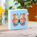 Bunny Blooms Butterfly Sign Wood Block, 6"x6"