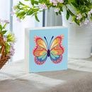 Bunny Blooms Butterfly Sign Wood Block, 6"x6"