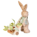 Hop Into Spring Table Decor, Fabric Bunny with Wood Wheelbarrow, 16"H