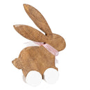 Hop Into Spring Table Decor, Wood Rabbit on Wheels, Set of 2