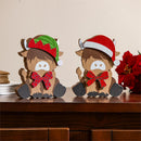 Holly Homestead Table Decor Wood Highland Cow, 6.5", Asst of 2, CDU