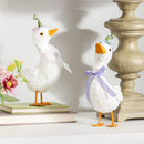 Hop Into Spring Table Decor Goose with Flower, 9", Asst of 2