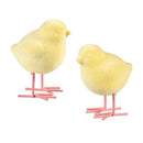 Bunny Blooms Table Decor Resin Flocked Chick with Metal Feet, 2.5"H, Asst of 2, CDU