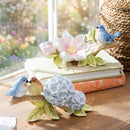 Cottage Garden Table Decor Resin Bird on Branch with Flowers, 9.3"L, Asst of 2