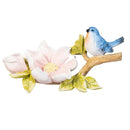 Cottage Garden Table Decor Resin Bird on Branch with Flowers, 9.3"L, Asst of 2