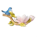 Cottage Garden Table Decor Resin Bird on Branch with Flowers, 9.3"L, Asst of 2