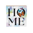 Pollinator Garden Sign Wood Block "Home" Butterfly, 6"x6"