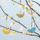 Cottage Garden Hanging Decor, Wood Carved Bird, Asst of 3