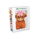 Petal & Plow Table Decor Wood Highland Cow with 6 Interchangeable Hats, 14"H
