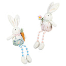 Hop Into Spring Table Decor, Fabric Bunny with Beaded Legs, 20.8"H, Asst of 2