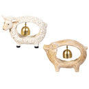 Hillside Pasture Table Decor Resin Sheep & Pig with Bell, 3.7"H, Asst of 2