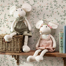 Hillside Pasture Table Decor Fabric Mouse with Dangling Legs, 19"H, Asst of 2