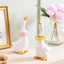 Hop Into Spring Table Decor Resin Goose with Floral Collar, 8"H, Asst of 2